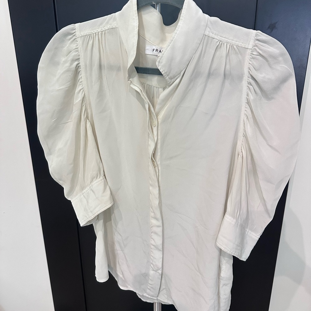 Frame Denim Cream Puff Sleeve Blouse